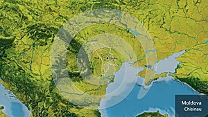 Tvar z moldavsko regionálne hranice. topografické. etikety 
