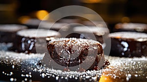 Close up of a Molten Chocolate cake in a bakery - food photography