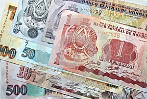 Close up money honduras lempira notes photo