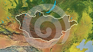 Mongolsko hranice tvar obložit.. topografické 