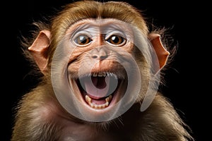 Close up of a monkey with its mouth open, suitable for various projects