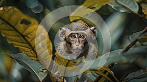 close up of a monkey in the jungle, monkey in the nature