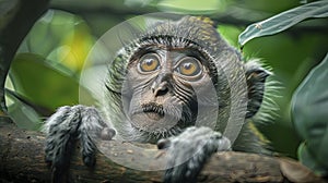 close up of a monkey in the jungle, monkey in the nature