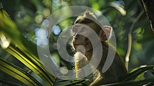 close up of a monkey in the jungle, monkey in the nature