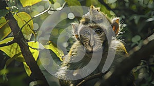 close up of a monkey in the jungle, monkey in the nature