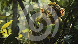 close up of a monkey in the jungle, monkey in the nature