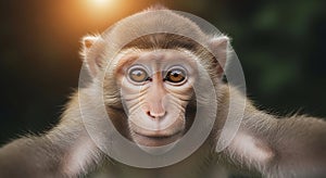 Close Up of Monkey Looking at Camera with Focus and Sunlight