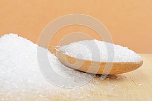 Close up the Monosodium glutamate (MSG), a flavor enhancer in many asian food photo