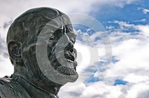 Close up of monument to Vladimir Lenin in Cavriago, Italy
