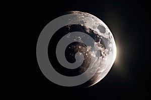 close-up of the moon, eclipsed by the sun