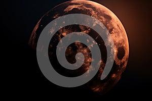 close-up of the moon, eclipsed by the sun