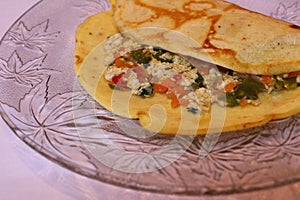 Close up of Moong Dal Chilla