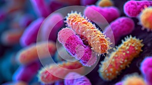 Close-up of Morganella Morganii Bacteria Under Microscope AI Generated