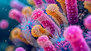 Close-up of Morganella Morganii Bacteria Under Microscope AI Generated