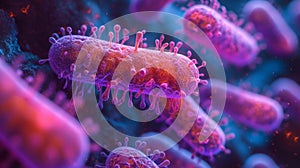 Close-up of Morganella Morganii Bacteria Under Microscope AI Generated