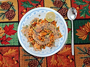 Close up of Morning breakfast vermicelli spicy Upma