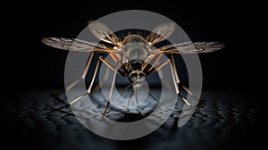 Close-up of a mosquito on a dark background
