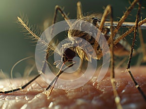 Close-up of Mosquito on Skin