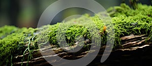 Close up of moss on tree branch in natural landscape