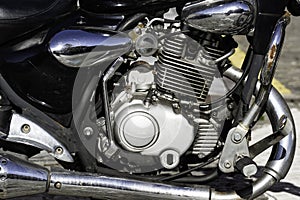 Close-up of a motorcycle engine