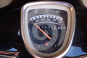 Close up motorcycle speed meter