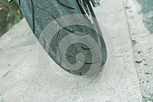 Close-up of Motorcycle tyre