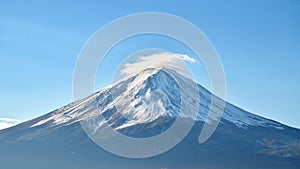 Close up mount fuji and blue sky at kawaguchiko japan