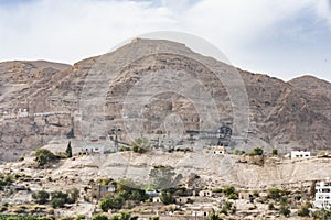 Close-up of the Mount of Temptation from Jericho city. Jordan Valley West Bank Palestinian