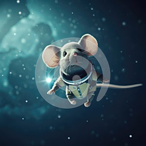 Close up of mouse in space with stars in sky, created using generative ai technology