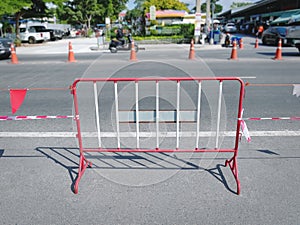 Close-up Movable Metal Fence on the Road