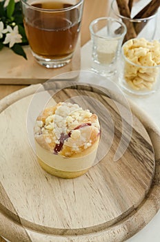 Close up of muffin and corn flakes