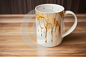 close-up of mug stained with coffee, like tooth stains