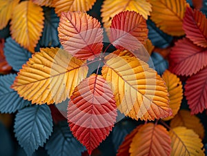 Close-up of multi-colored autumn foliage