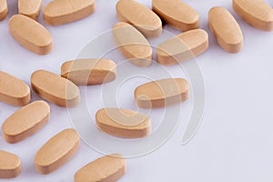Close up of Multi-Vitamin and mineral on white background