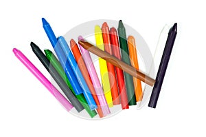 Close up of multicolor crayon pencils