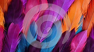 Close up of a multicolored feather background