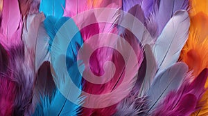 Close up of a multicolored feather background