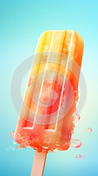 Close up of multicolored fruit ice cream against bright backdrop. Yummy Ice lolly. Vertical format. Great for dessert