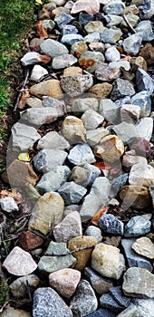 Close-up of a multicolored stone path