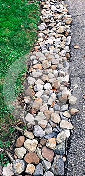 Close-up of a multicolored stone path