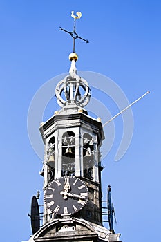 Close up from the Munt tower in Amsterdam Netherlands