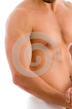 Close up of muscular man's arm