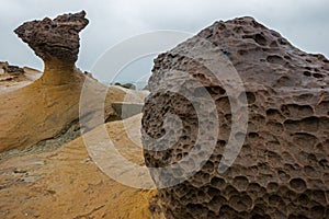 Close-up of a Mushroom Rock at the Yeliu Geopark