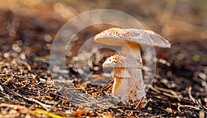 Close-up Mushrooms in a Pine Forest Plantation in Tokai Forest Cape Town photo