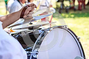 Close up of Musician playing a drum