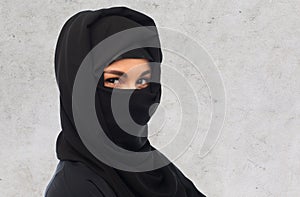 Close up of muslim woman in hijab
