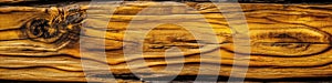 Close Up Mustard Textured Wood Background Panoramic Banner. Generative AI