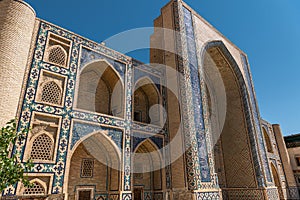 Close up on Nadir Divanbegi Khanaka in Bukhara, Uzbekistan