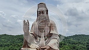 A close-up of the Nanhai Guanyin statue