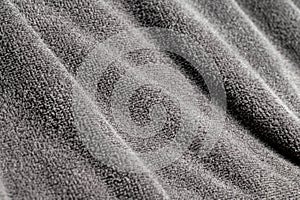 Close-up nano textile texture of gray towel